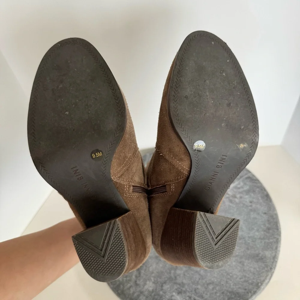 Gianni Bini Brown Suede Leather Marbess Ankle Booties 9.5